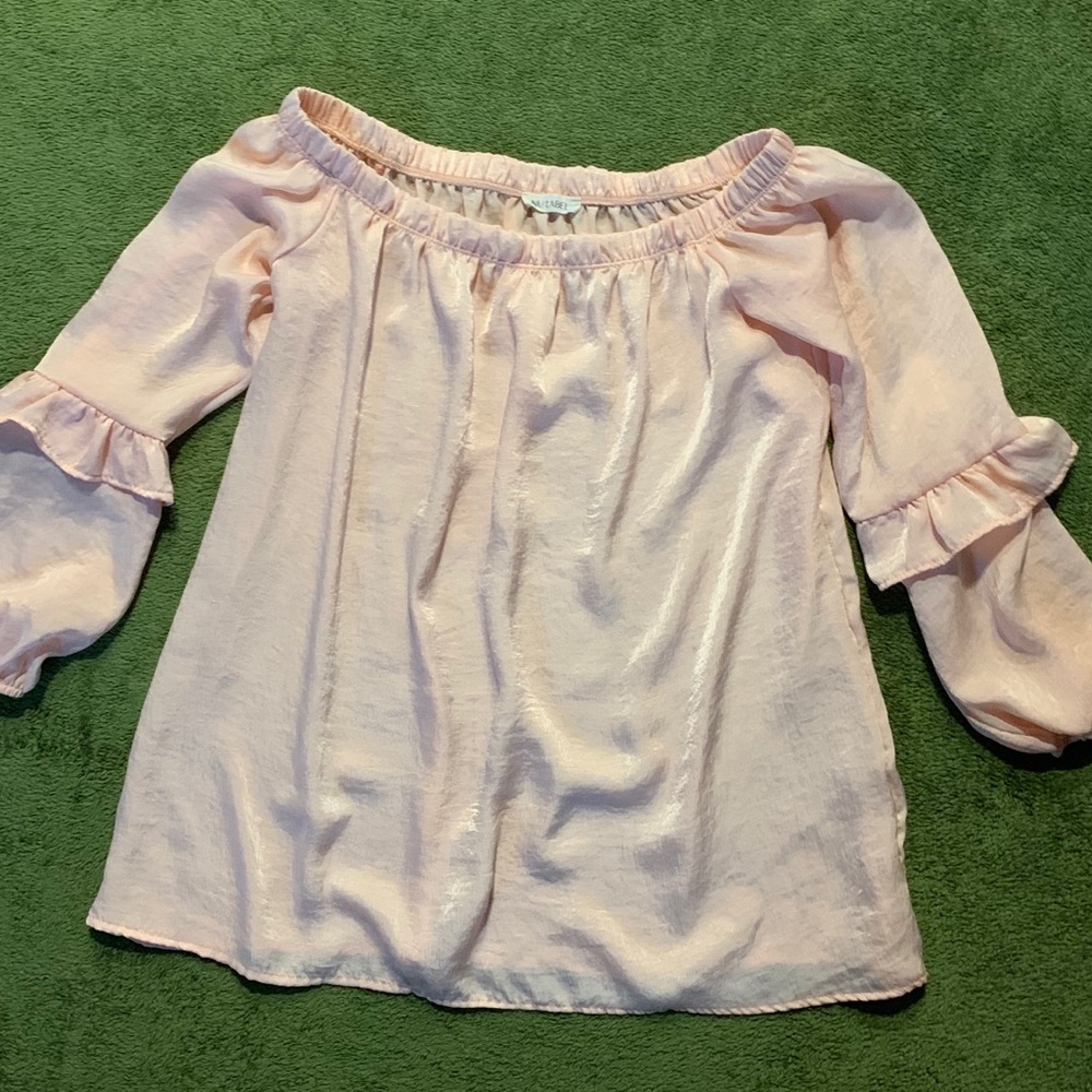 Natural brand pale pink peasant top